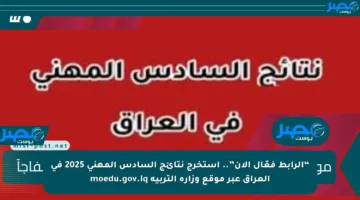 “الرابط فعّال الآن”.. استخرج نتائج السادس المهني 2025 في العراق عبر موقع وزارة التربية moedu.gov.iq